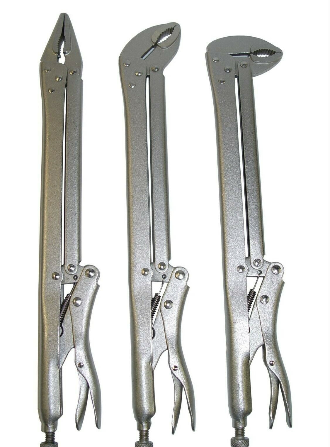 3pc 15" Extra Long Locking Pliers set w/ Straight, 45 & 90 degree Bent