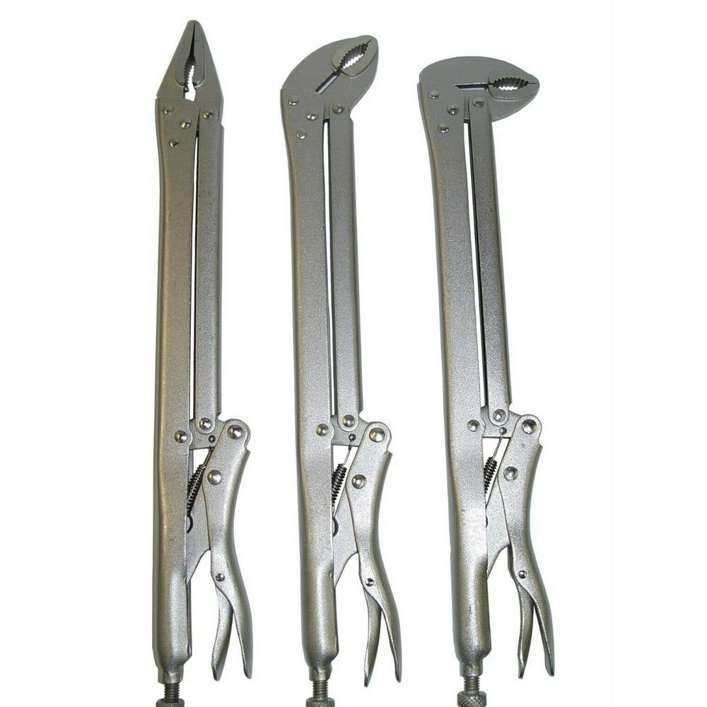 3pc 15" Extra Long Locking Pliers set w/ Straight, 45 & 90 degree Bent