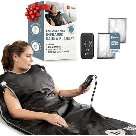 LifePro Bioremedy Plus Portable Far-Infrared Sauna Blanket for Weight Loss and Detox - Black