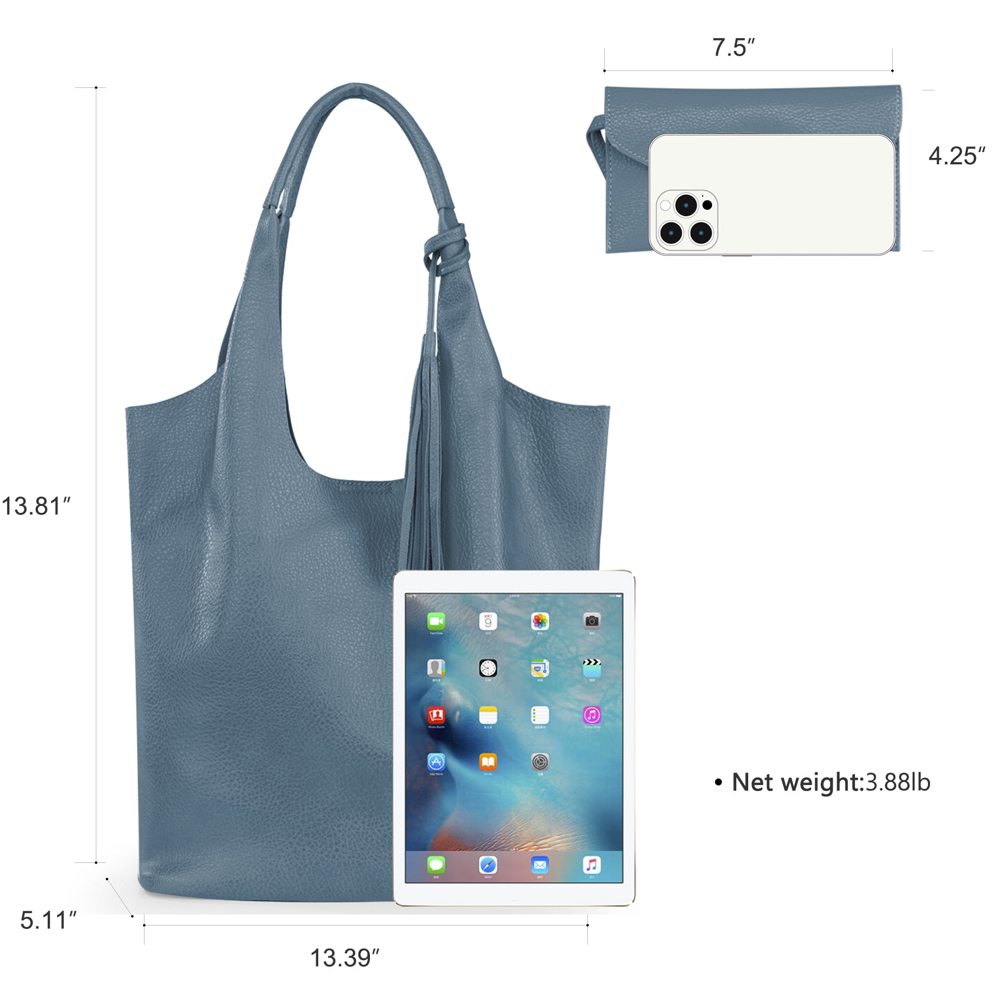 Montana West Slouchy Hobo Bags for Women Soft Designer Shoulder Purses Ladies Top Handle Handbag, Jean