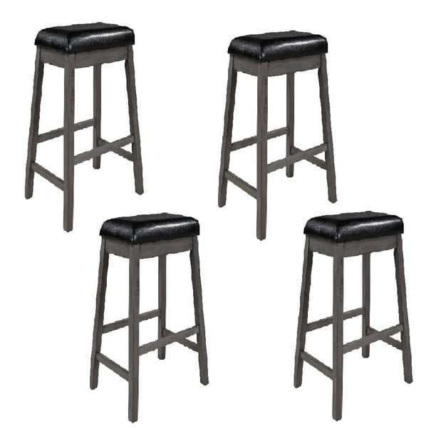 4 Piece Modern Dining Stools Industrial Dining Stools Set with Footrest