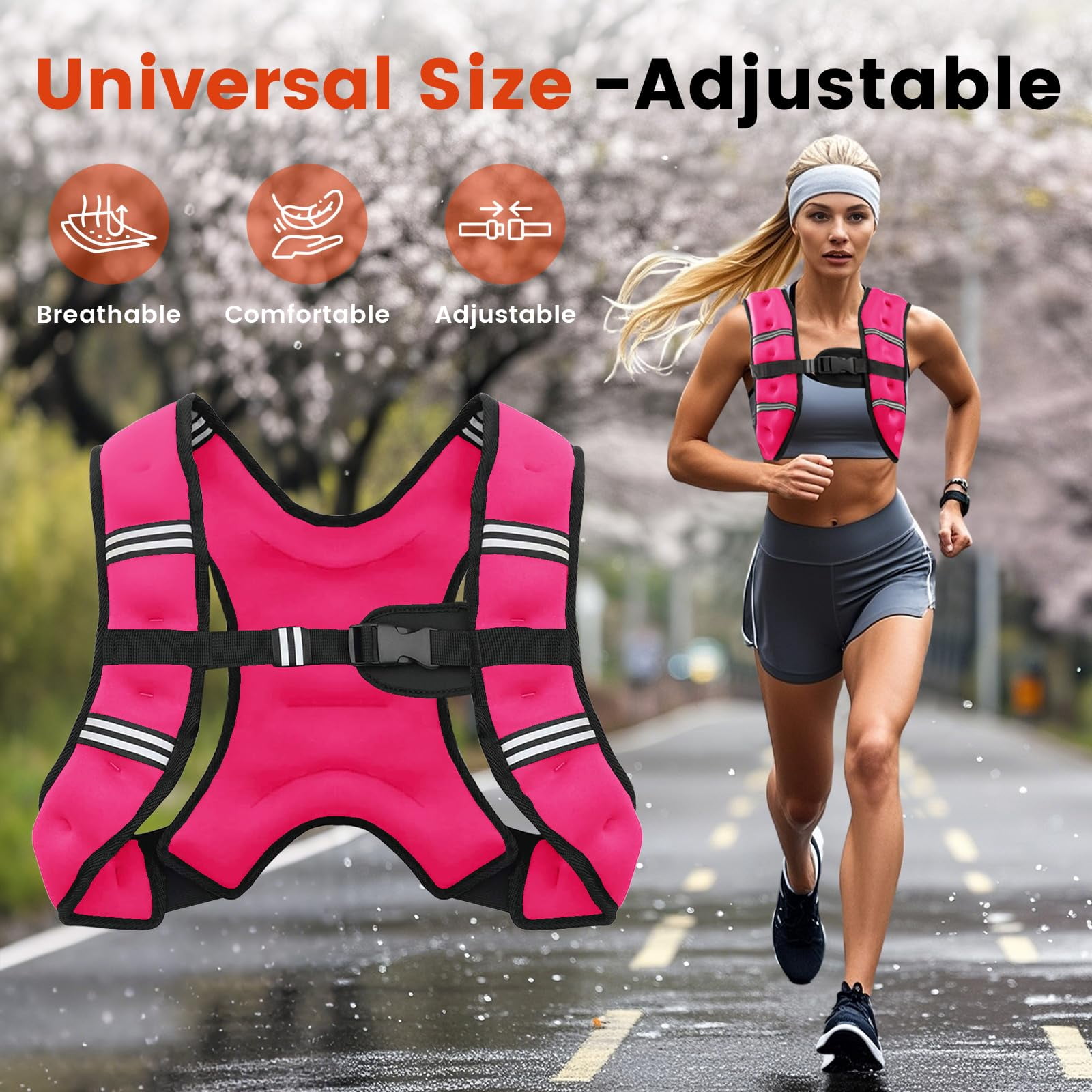 Pink 8 Lb Weighted Vest for Strength Running Workout Jogging Walking