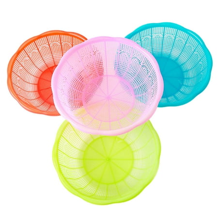 

4pcs Plastic Rice Basket Multifunctional Fruit Vegetables Colander Washing Baskets Kitchen Tools (Random Color)