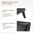 thumbnail image 6 of Modern Vegan Leather Accent Chair Upholstered Sofa Chair Arms Wooden Legs Home Living Room Bedroom Black, 6 of 8
