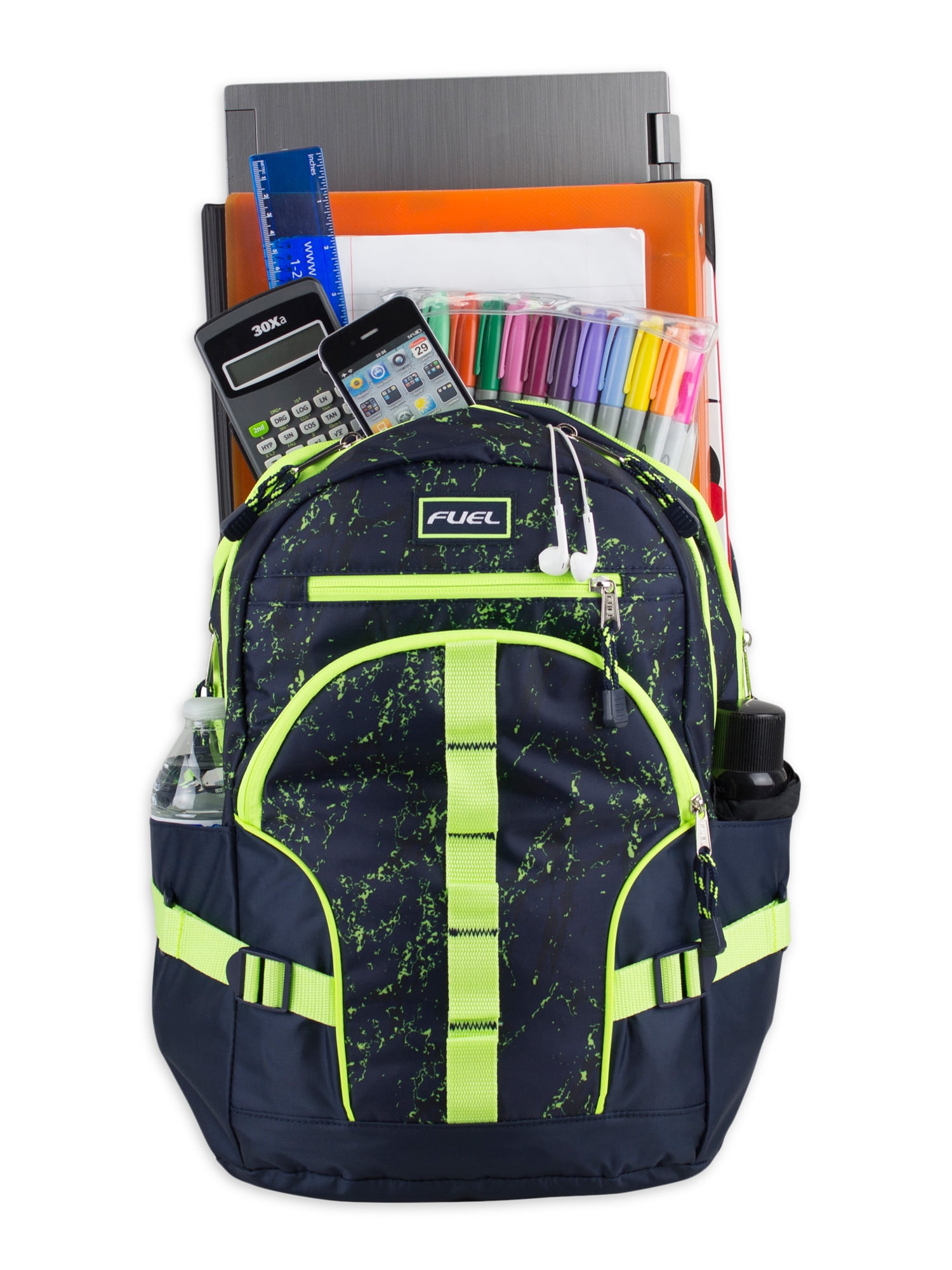 Fuel Unisex Multipocket Dynamic Active Backpack, Blue Green Marble