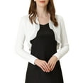 thumbnail image 4 of DARING DIVA Women's Crop Cardigan Knit Open Front Bolero Shrug XS White, 4 of 6