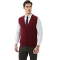 thumbnail image 6 of Kallspin Men's Vest Sweater Wool Blended V Neck Sleeveless Button Cardigan Sweater(Red,3X-Large,Tall), 6 of 8