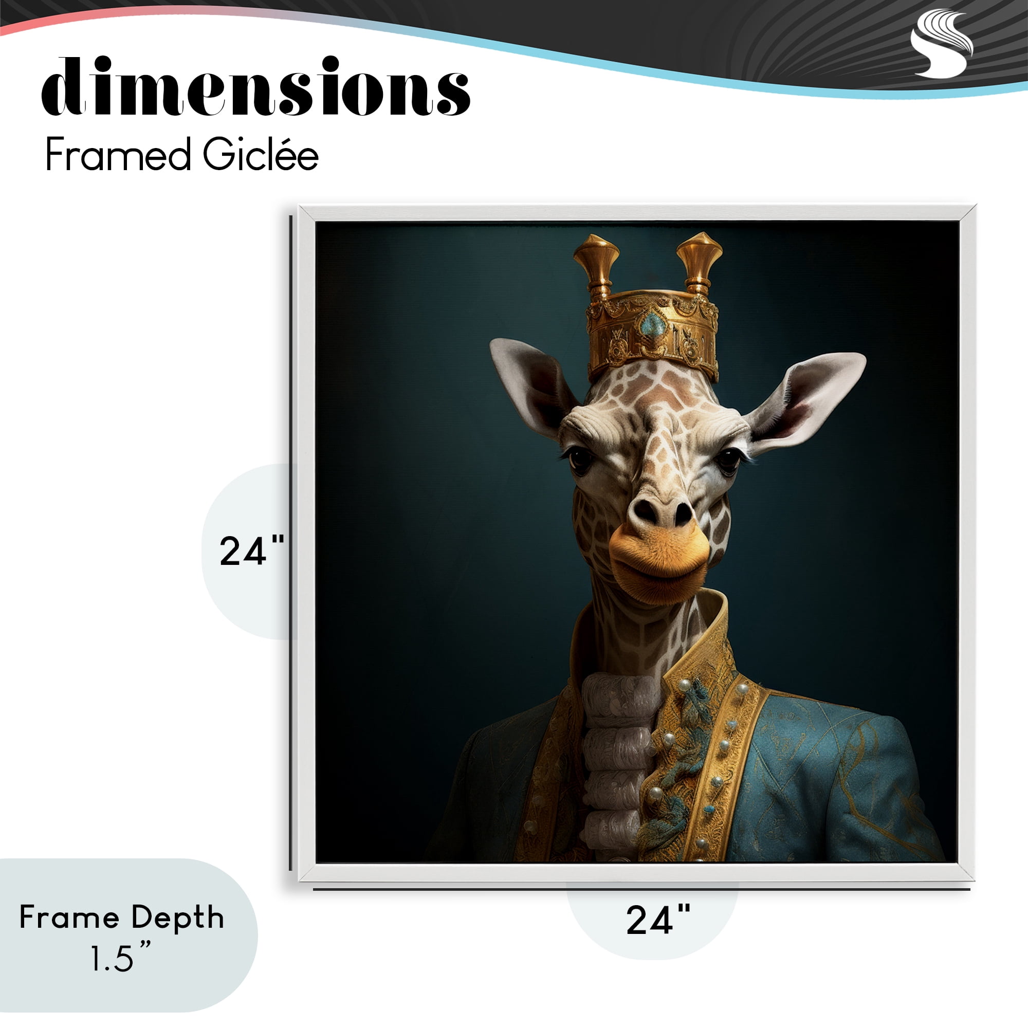 Stupell Industries Giraffe Gaze in Regal Crown White Framed Giclee Art, design by Lazar Studio