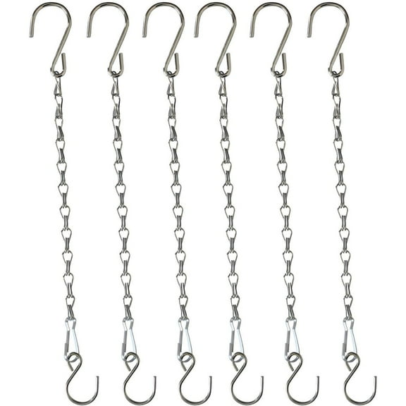 Januofit Chain for Hanging Plants,11-6pcs Inch Silver Hanging Chain, Small Basket Chain Kits with Hooks for Bird Feeder Planter Porch Wind Chime