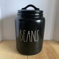 thumbnail image 1 of Rae Dunn BEANS Canister - Black Ceramic - very rare!, 1 of 2