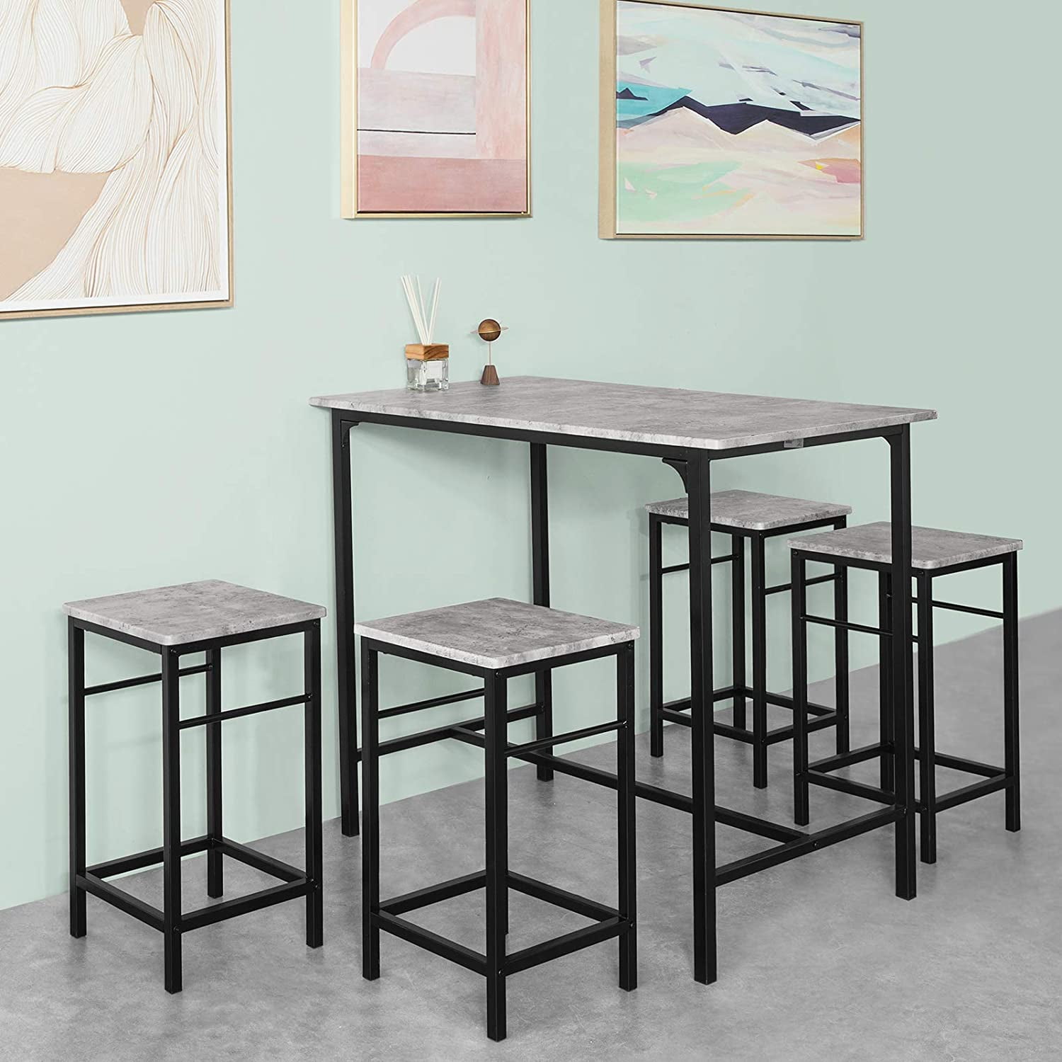 SoBuy® OGT03-XL Bar Set-1 Bar Table and 2 Stools 3 Pieces Home Kitchen Breakfast Bar Set Furniture Dining Set 