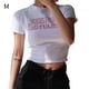 thumbnail image 1 of Camiseta de mujer Jumpingount corta delgada con cuello redondo top corto con letras impresas blanco M AP001464-01B, 1 of 7