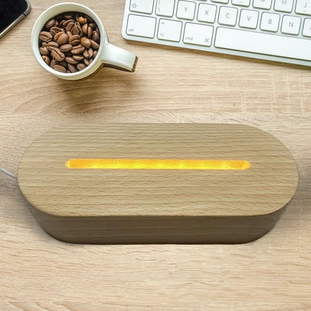 

Wood LED Night Light Base Acrylic Display Holder Lamp USB For Crystals Art