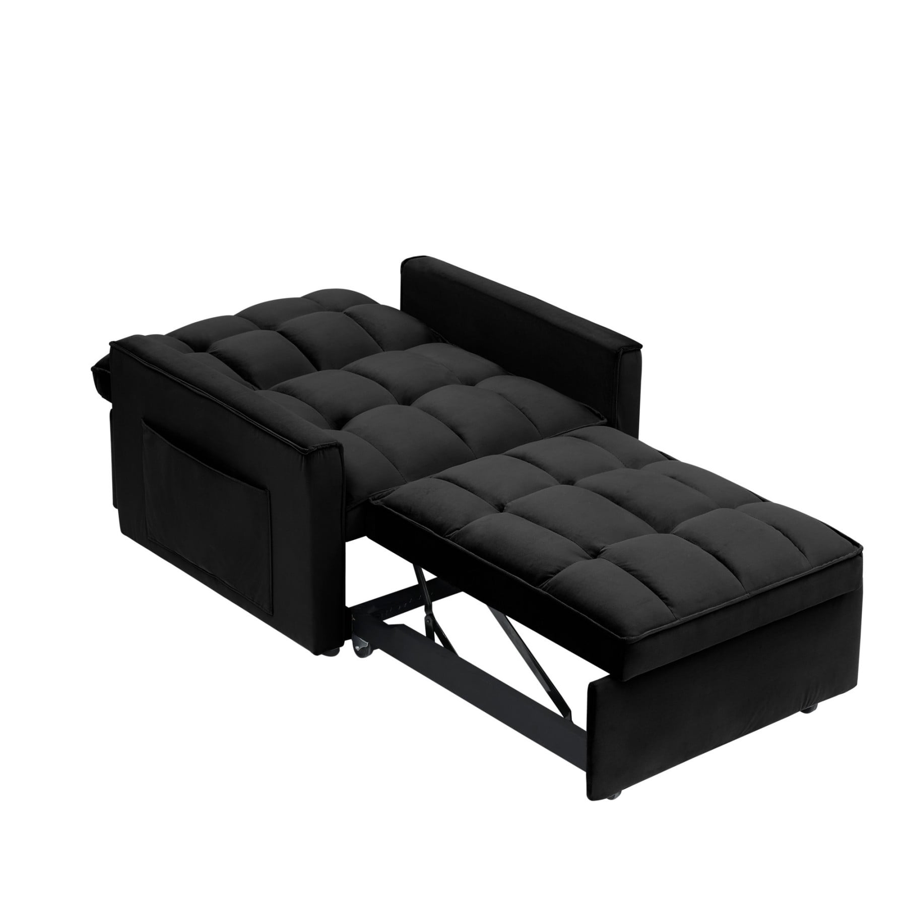3-in-1 Convertible Sofa Bed Chair, Adjustable Recliner Sleeper Couch for Small Spaces Living Room Office, Black