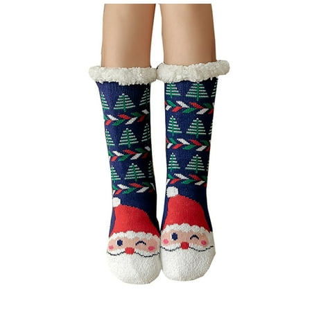 

Womens Socks Winter Super Soft Warm Fuzzy -Lined Grippers Slipper Sock