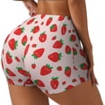 thumbnail image 2 of Xecao Strawberries Print Workout Shorts for Women Soft Smooth Gym Yoga Scrunch Active Tennis Workout Running Shorts, 2 of 9
