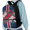 thumbnail image 4 of Uourmeti British Rose Union Adjustable Comfort Straps Backpack for School Outdoor, Smooth Zipper Large Capacity School Backpack Lightweight Student Bookbag, 4 of 6