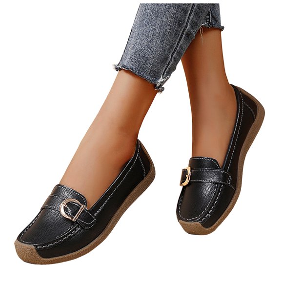 Women's Slip on Penny Loafers Boat Walking Driving Shoes for Ladies Beach Travel Casual Leather Dress Flats