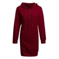 thumbnail image 3 of ZXLBBD Hoodies Dress Fall Long Sleeve Sweatshirts Button Down Drawstring Top Lightweight Dress Casual Party Evening Comfort Daily Wear, 3 of 4