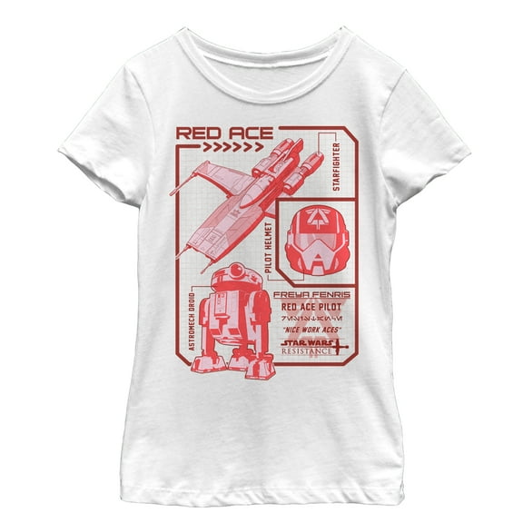 Girl's Star Wars Resistance Ace Schematic Detail Graphic Tee White X Large