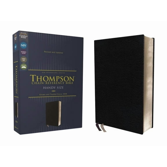 Niv, Thompson Chain-Reference Bible, Handy Size, European Bonded Leather, Black, Red Letter, Comfort Print, (Hardcover)