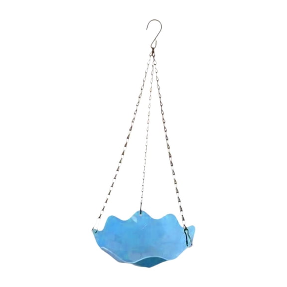 CarpNettore Hanging Bird Bath Water Feeder Birds Feeder Tray for Garden Hummingbird Tree Blue