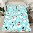 thumbnail image 2 of jejeloiu Cartoon Christmas Snowmen Twin Sheet Sets,Circle Dot Pine Twin Fitted Sheet,Merry Xmas Theme Flat Sheet For Children,Breathable Home Decor,3pcs, 2 of 7