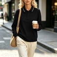 thumbnail image 2 of Women's Polo Shirts Long Sleeve Golf Shirt Lightweight Tennis Shirts office Loose Tunic Blouses Work Shirts Spring Fall Shirt Black, 2 of 7
