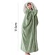 thumbnail image 4 of Bonita manta de terciopelo con capucha y abrazo acogedor para sofá cama (verde) Sywqhk Libre de BPA, 4 of 9