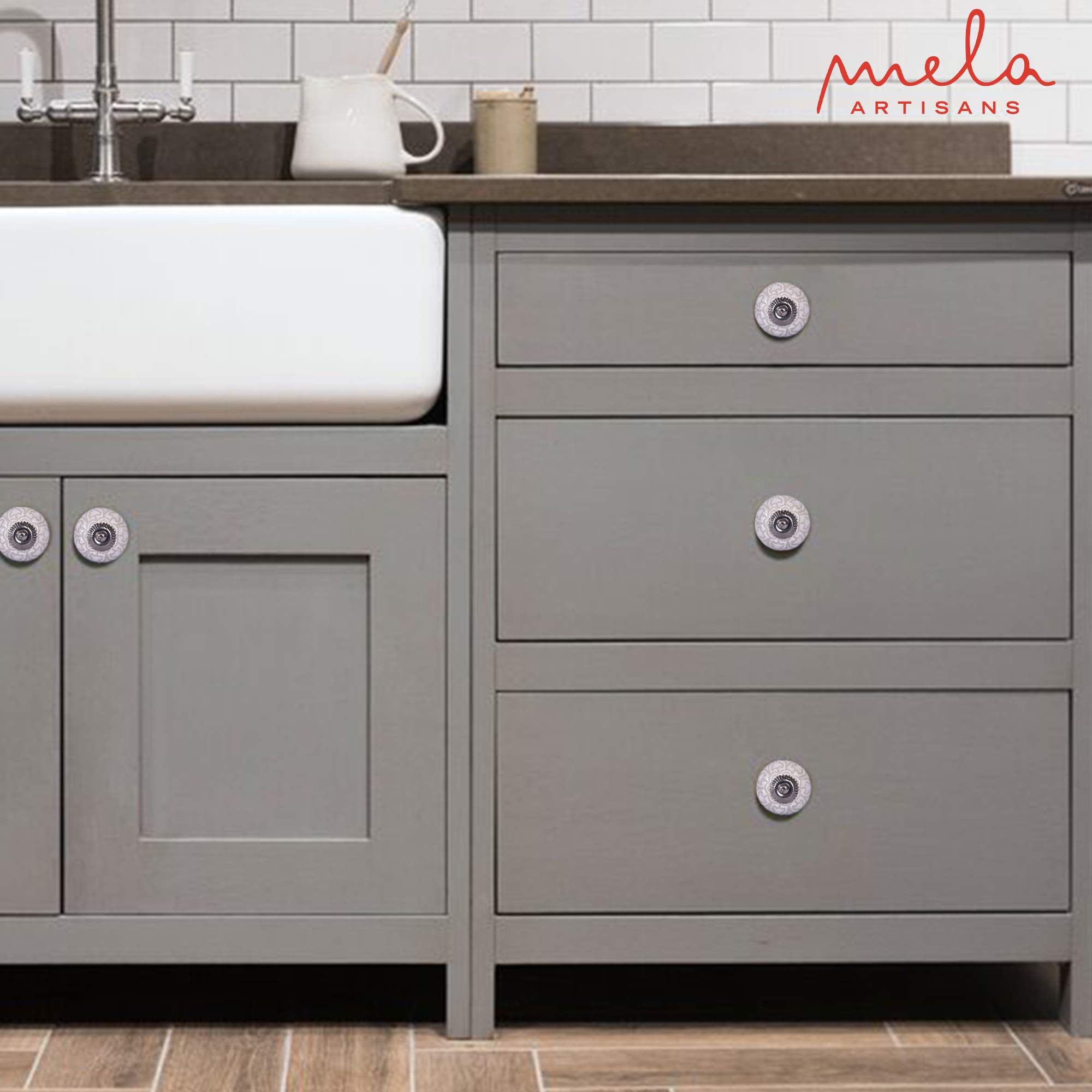 Mela Artisans 12-Pack Ceramic Kitchen Cabinet Knobs - Sweet Pea White