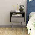 thumbnail image 3 of Williamspace Nightstand Set of 2, Mid Century Modern Square Wood Bedside Table with Drawers Storage for Bedroom,Black, 3 of 6