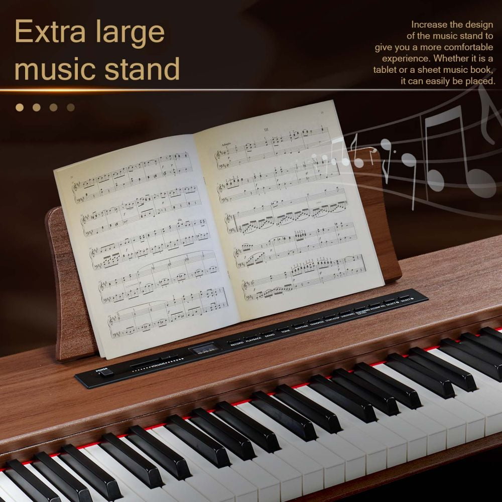 88 Key Digital Piano Keyboard, Full Size Weighted Upright Piano Electric Keyboard, Dual 10W Speakers, 3-Pedal, MIDI, Recording, Bluetooth Supports, Black Walnut