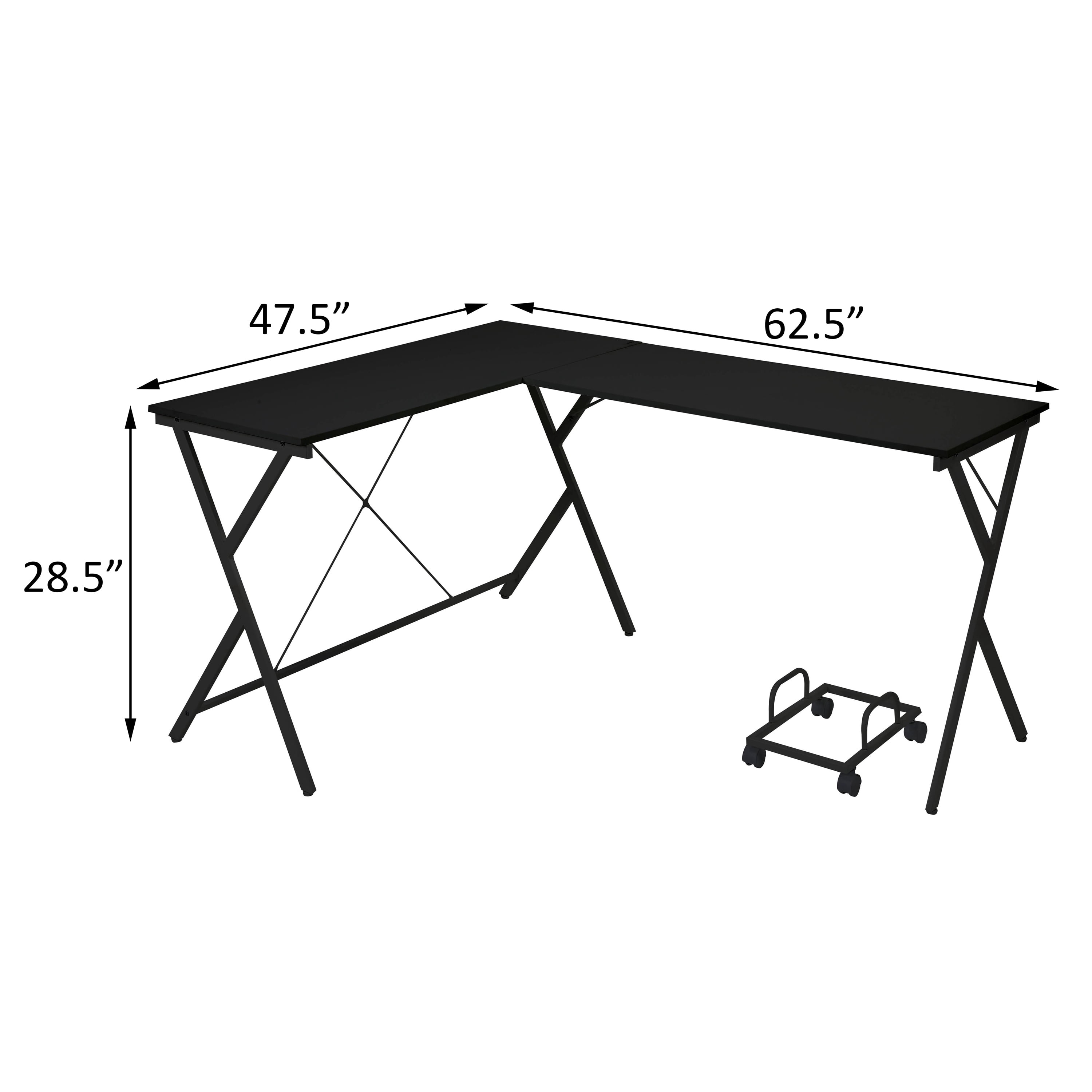 Astoutdoor Black L-shaped Computer Desk with CPU Holder