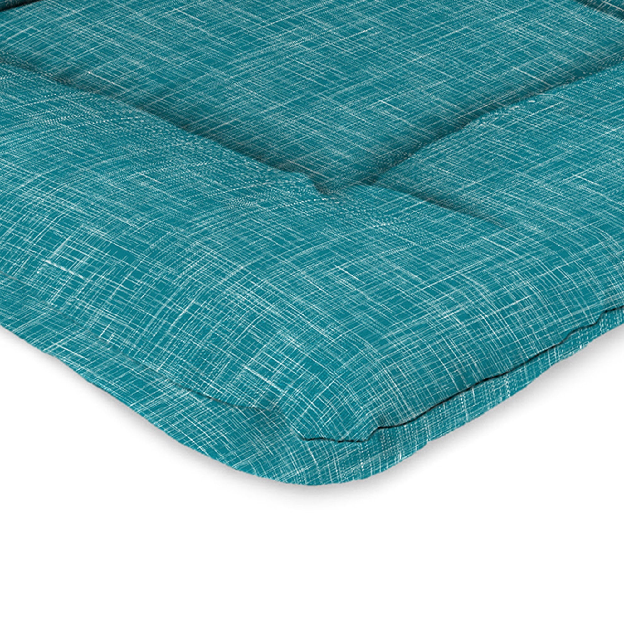 Jordan Manufacturing 38" x 21" Sketch Opal Teal Crosshatch Rectangular Outdoor Wrought Iron Chair Cushion with Ties and Hanger Loop