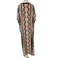 thumbnail image 6 of Beach Boho Print Long Bikini Cover Up Batwing Sleeve Suit Coverup V-Neck for Women Kaftan Oversized Maxi Dress Vacation for Sun for Protection, 6 of 11