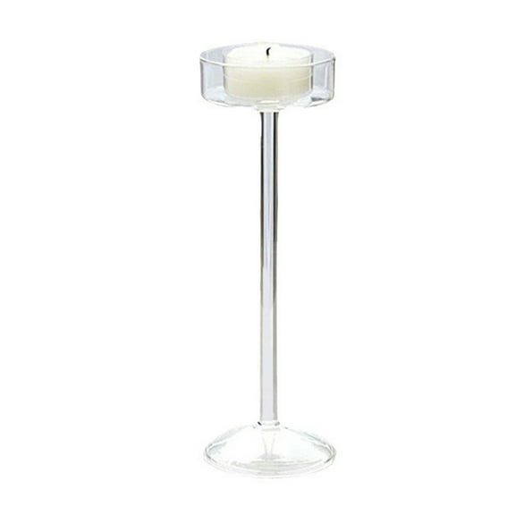 Vintage Glass Candlestick Holder Tall Long Stem Clear Tealight Stand for Home Wedding Table Centerpieces Decors