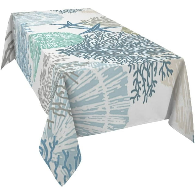 Nappe Étoile de Mer Corail Coquillage Rectangulaire Ronde 60x120 Pouces, Nappe Géométrique Abstraite Intérieure Ou Extérieure, Nappe Imperméable en Polyester pour Décoration de Fête Pique-Nique