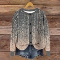thumbnail image 3 of Uaswgudfs Women's Artistic Gradient Printed Knit Cardigan, Long Sleeve Button-Front Crew Neck Casual Fashion Outerwear - Trendy Daily Wear Sweater Brown M, 3 of 6