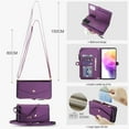 thumbnail image 4 of For Samsung Galaxy A54 5G Crossbody Wallet Phone Case,Magnetic Detachable Flip,With Shoulder Strap&Wrist Strap,Zipper Pocket,Card&Cash Slots,PU Leather Shockproof Rugged Phone Case,Purple, 4 of 9