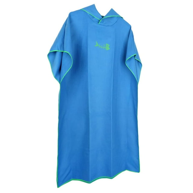 Unisex Beach Bath Surf Poncho Robe Hooded Wetsuit Change Towel - Blue