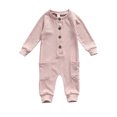 thumbnail image 1 of xiaxaixu Babies Casual Romper, Solid Color Round Collar Long Sleeve Jumpsuit, 1 of 9