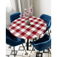 thumbnail image 5 of Round Tablecloth,Dark Red and White Plaid Checkered Elastic Edge Round Waterproof Fitted Table Cloth for Indoor Outdoor Dinning Fit Round Table up to 36" - 44", 5 of 6
