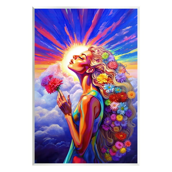 Stupell Industries Woman & Sun Rays Botanical & Floral Painting Unframed Art Print Wall Art, 10 x 15