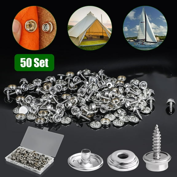 50 Set Stainless Steel Boat Marine Canvas Snap Cover Button Socket Fastener Kit
