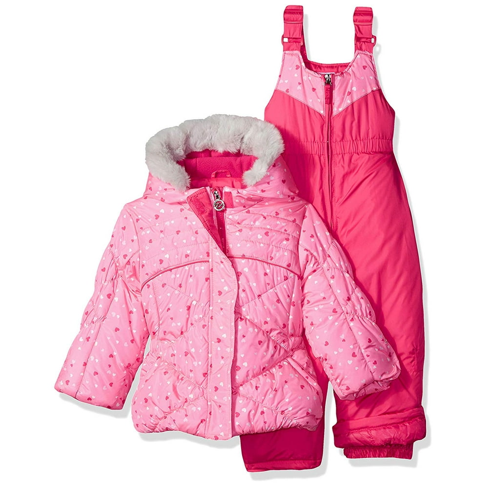 Girls 2PC Hooded Snow Bib Jacket Outerwear 3T