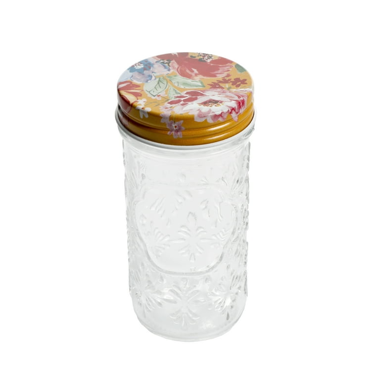 The Pioneer Woman Floral 4.1-inch Glass Spice Jars, Pack of 6