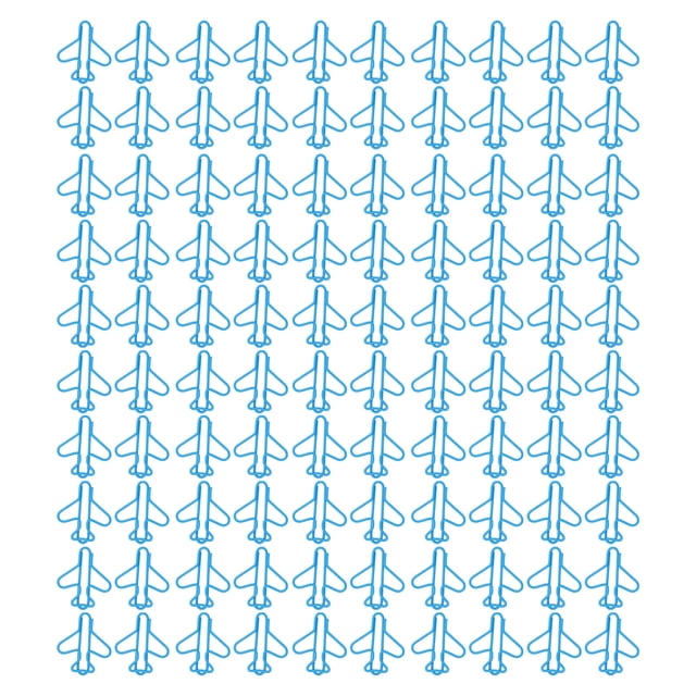 100Pcs Cute Paper Clips Plane Shape Design Covered Wire Bright Color Fancy Paperclips for Scrapbook Card Papercraft Blue