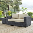 thumbnail image 1 of Modway Causeuse de Patio en Aluminium et Rotin, Toile/beige, 1 of 6