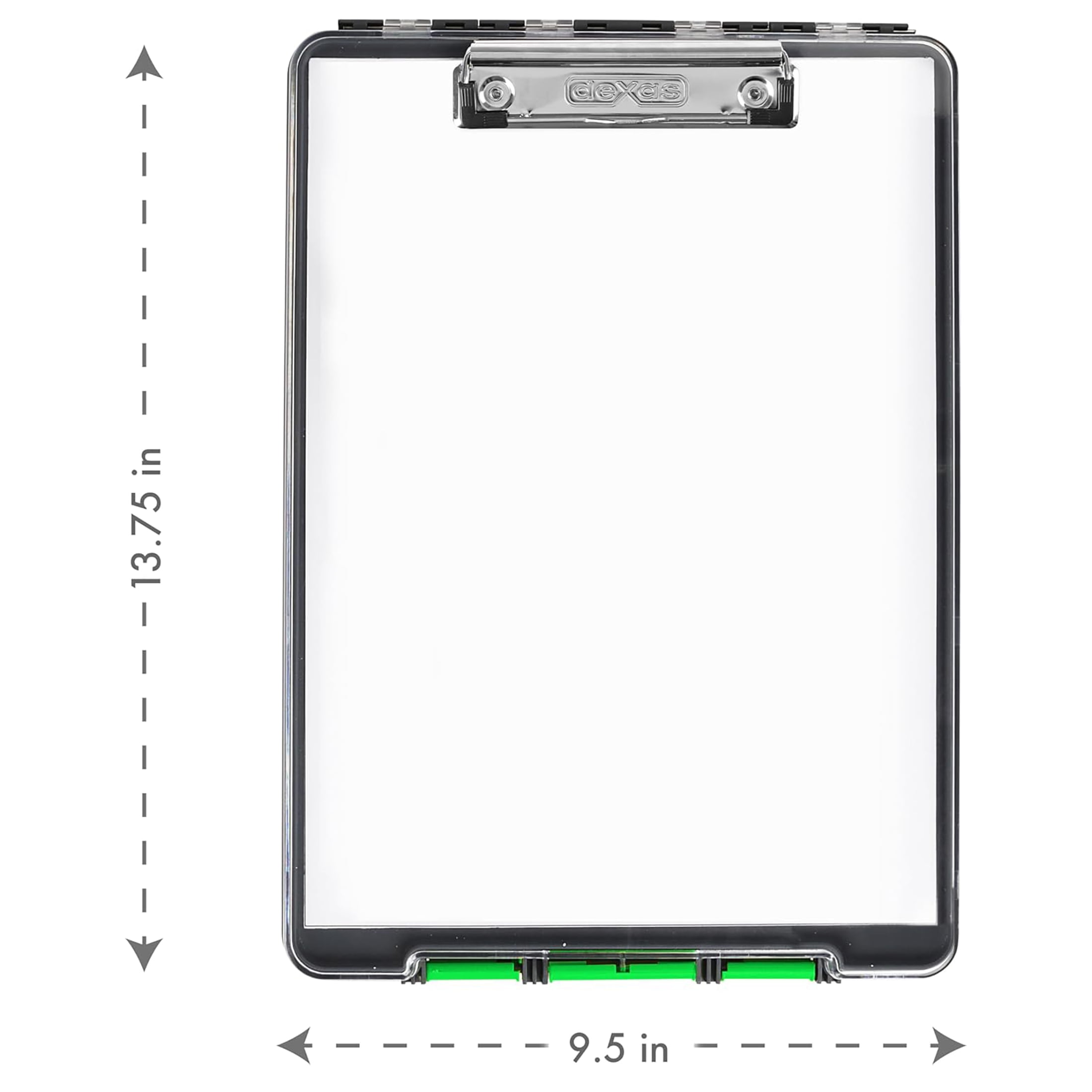 Dexas Clearview Clipcase Clipboard, 13.75 X 9.5 in, Green