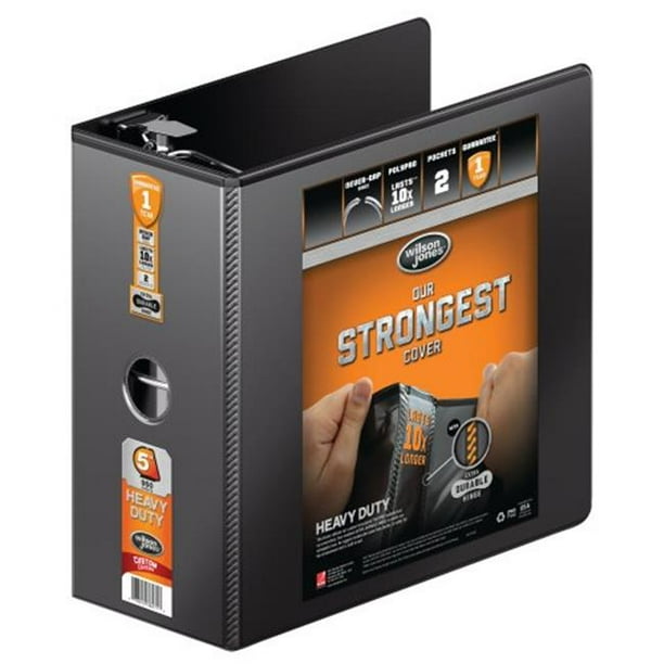 Wilson Jones W385 50BAPP 5 In Heavy Duty D Ring View Binder With Extra Durable Hinge Black 